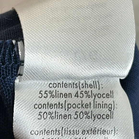 Onia Woman’s Navy Air Linen Wide Leg Drawstring Trousers Size LARGE