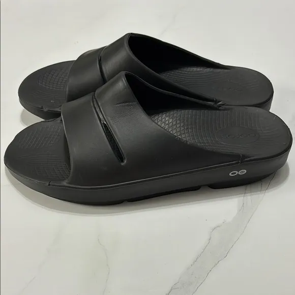 Oofos Men's Black Slide Sandals