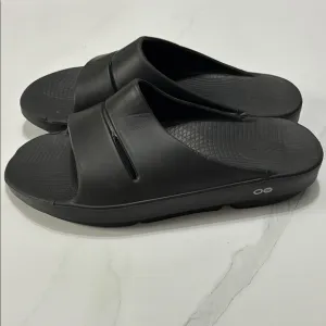 Oofos Men's Black Slide Sandals