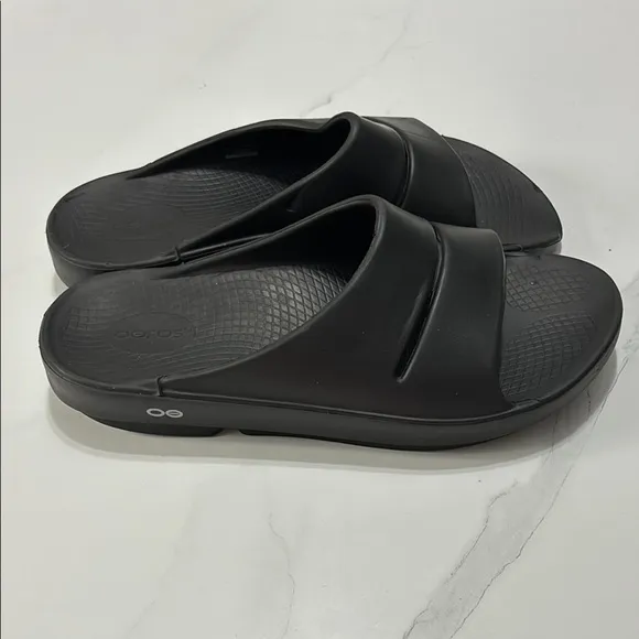 Oofos Men's Black Slide Sandals