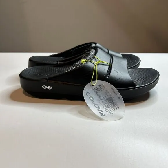 Oofos Ooahh Recovery Slide Sandals Mens 9 Womens 11 Black Rubber Slip On Comfort