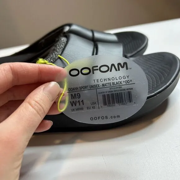 Oofos Ooahh Recovery Slide Sandals Mens 9 Womens 11 Black Rubber Slip On Comfort