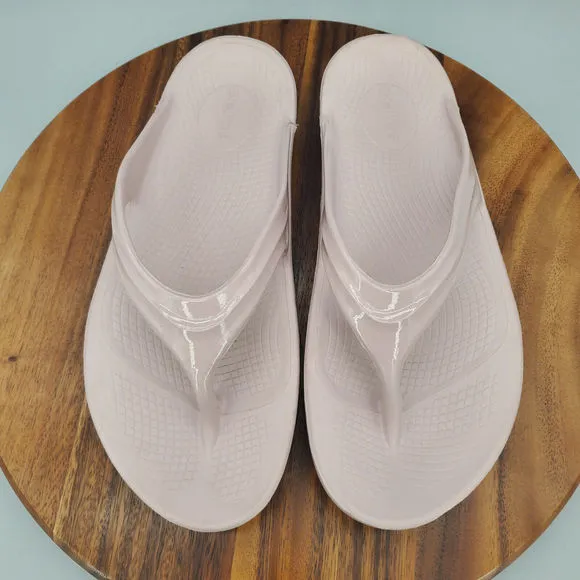 Oofos Oolala Sandals Women's 11 Pink Comfort Recovery Slip On Thong Flip Flops