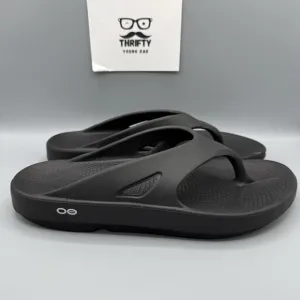 Oofos OOriginal Mens Size 12 Black Thong Wedge Comfort Sandals