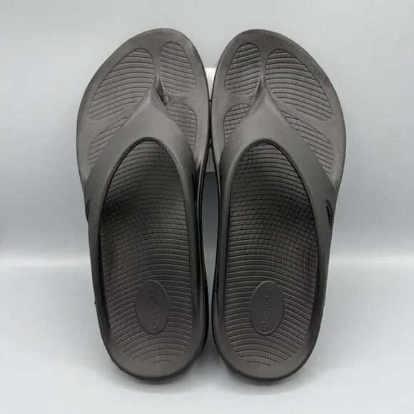 Oofos OOriginal Mens Size 12 Black Thong Wedge Comfort Sandals