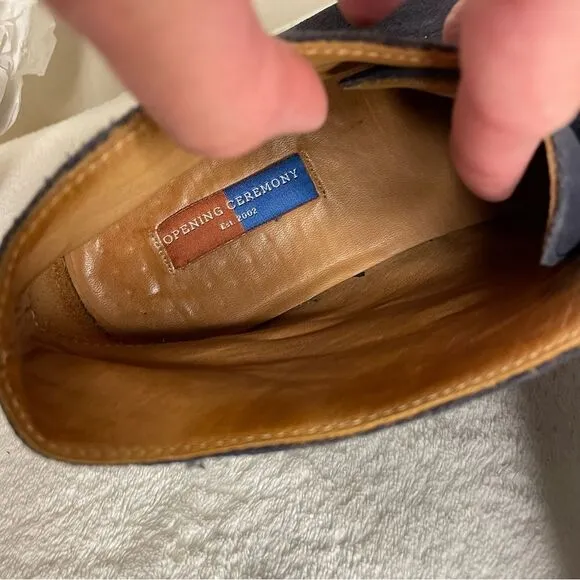 Opening Ceremony M1 Desert Chukka Boots Leather Ankle Lace Blue Size 8.5/42