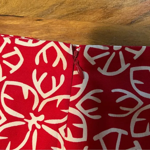 Oscar de la Renta Red Floral A-Line Ruffle Flare Skirt-Size 14 | Bold &amp; Vibrant