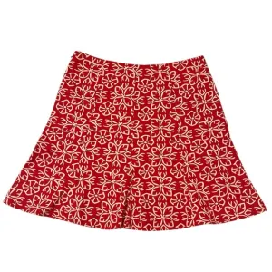 Oscar de la Renta Red Floral A-Line Ruffle Flare Skirt-Size 14 | Bold &amp; Vibrant