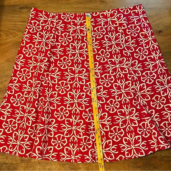 Oscar de la Renta Red Floral A-Line Ruffle Flare Skirt-Size 14 | Bold &amp; Vibrant