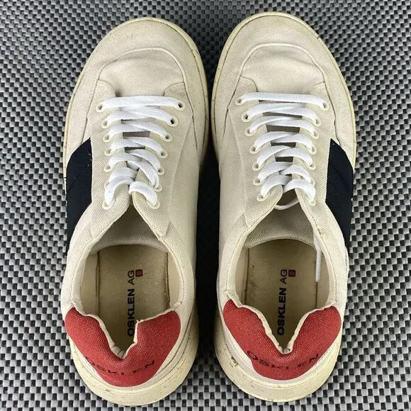 Osklen Ag Canvas Sneakers Mens Size 7.5 Beige Low Top Lace Up
