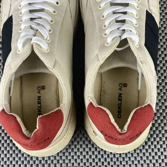Osklen Ag Canvas Sneakers Mens Size 7.5 Beige Low Top Lace Up
