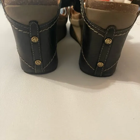 OTBT Black and Brown Sandals with Cork Footbed