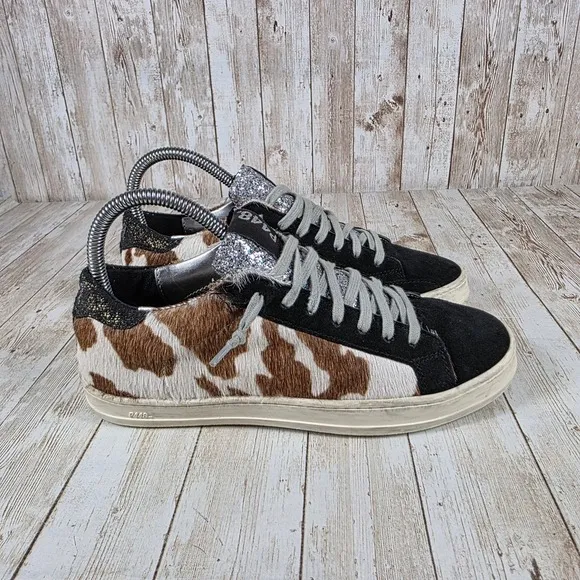 P448 Calf hair Sneakers‎ Glitter Accent Fashion Sneakers Size 37