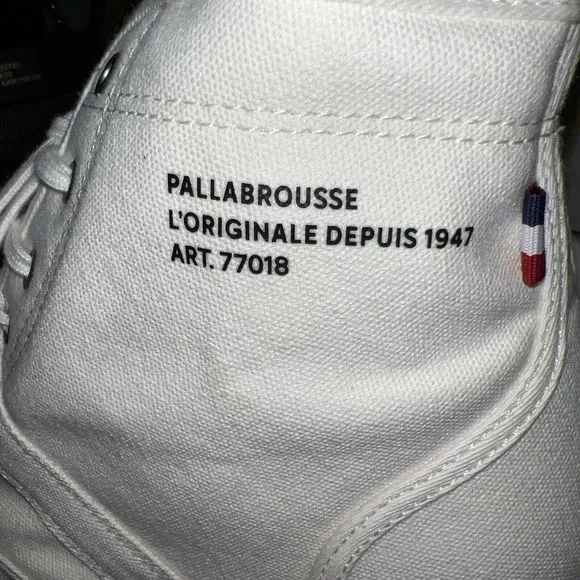 Palladium Palkabase Twill Hi Top Sneakers Star White Lugged Sole, Laces, Size 9