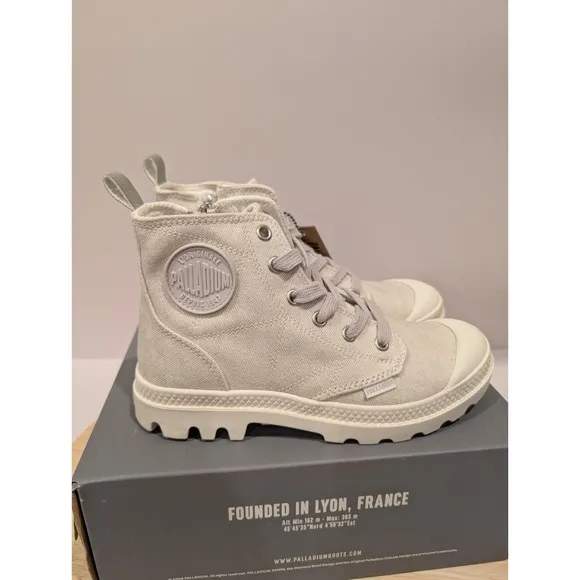 Palladium Pampa Zip Desert Wash Boots Lace Canvas Womens Size 5 Star White New