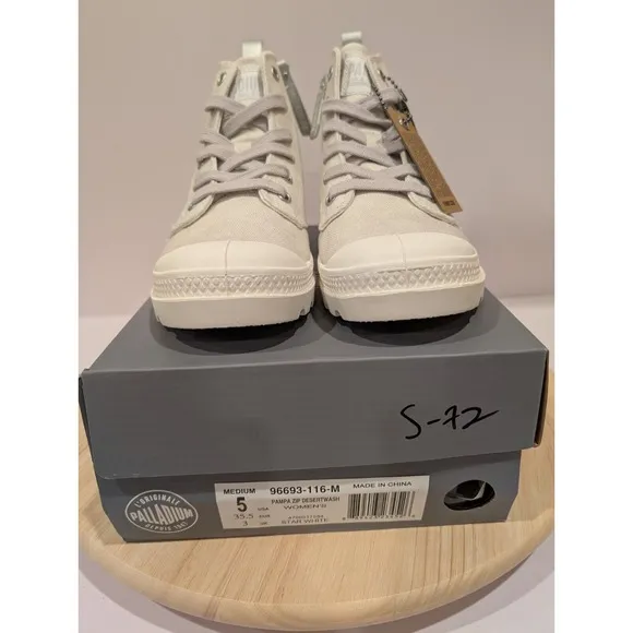 Palladium Pampa Zip Desert Wash Boots Lace Canvas Womens Size 5 Star White New