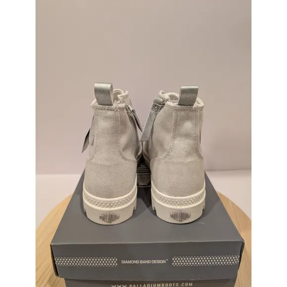 Palladium Pampa Zip Desert Wash Boots Lace Canvas Womens Size 5 Star White New