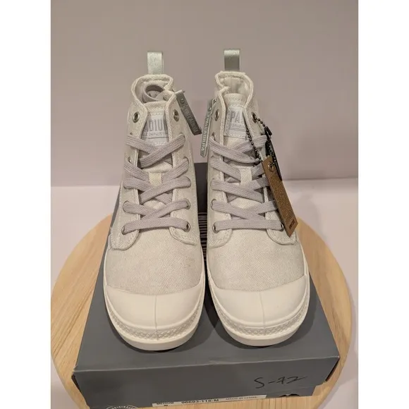 Palladium Pampa Zip Desert Wash Boots Lace Canvas Womens Size 5 Star White New