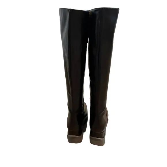 Paloma Barcelo Black Tall Leather Platfrom Boots Women's Size 35 NWOB