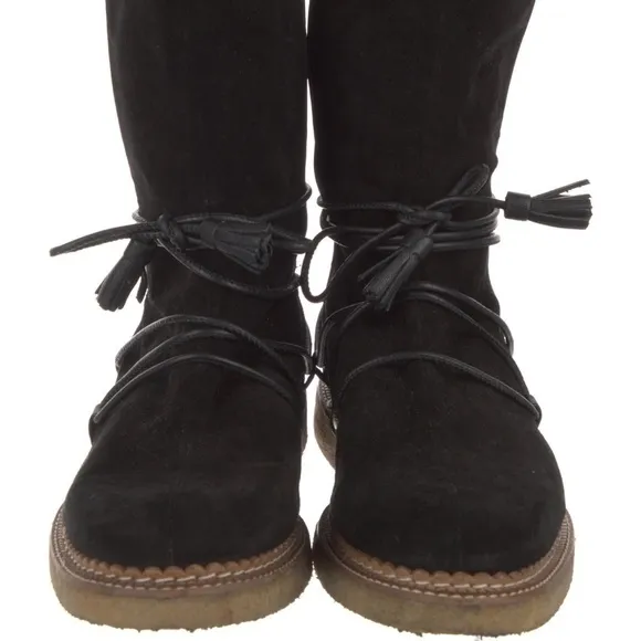 Paloma Barcelo SUEDE BOOTS MOTO BLACK LEATHER CASUAL WESTERN FREE PEOPLE SIZE 10