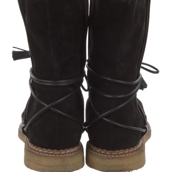 Paloma Barcelo SUEDE BOOTS MOTO BLACK LEATHER CASUAL WESTERN FREE PEOPLE SIZE 10