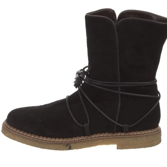 Paloma Barcelo SUEDE BOOTS MOTO BLACK LEATHER CASUAL WESTERN FREE PEOPLE SIZE 10