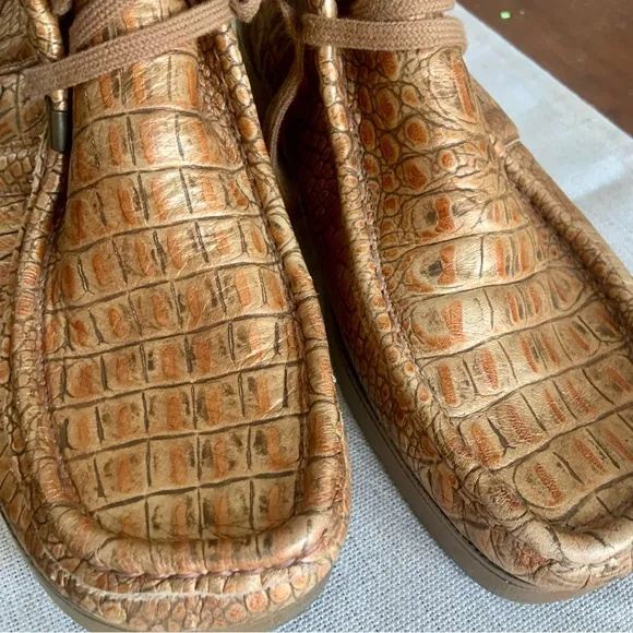 Panama Jack Havana Joe Embossed Metallic Croc Chukka Boots RARE