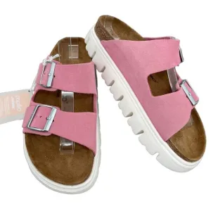 Papillio by Birkenstock Arizona Chunky Platform Sandals Candy Pink Suede EU 39