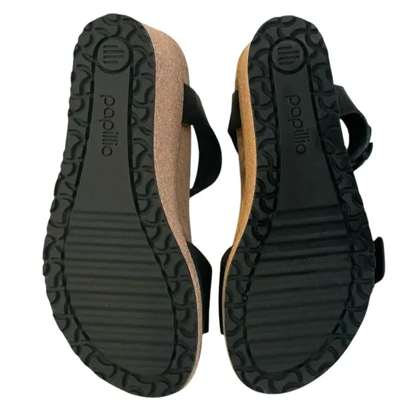 PAPILLIO by Birkenstock Soley Buckle Black Wedge Sandal Womens 37