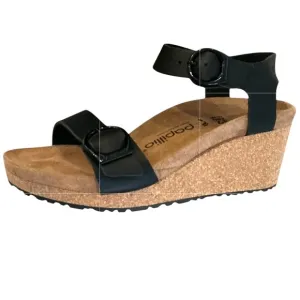 PAPILLIO by Birkenstock Soley Buckle Black Wedge Sandal Womens 37