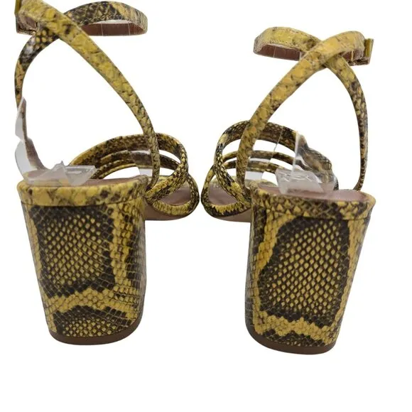 Paris Texas Carla Printed Python Leather Sandals in Limone Size 37/US 7