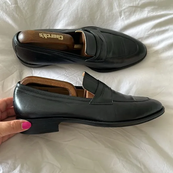 Pastori men’s black slip on leather loafers size 8 made in Italy
