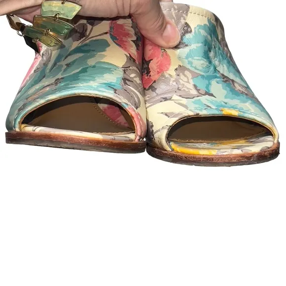 Patricia Nash Ottavia Slide Sandals Mules Clog Floral Leather Block Heel Slip On
