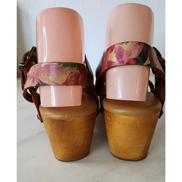 Patricia Nash Spring Summer Floral Platform Retro Clog Sandal Womens Size 8