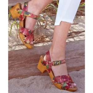 Patricia Nash Spring Summer Floral Platform Retro Clog Sandal Womens Size 8