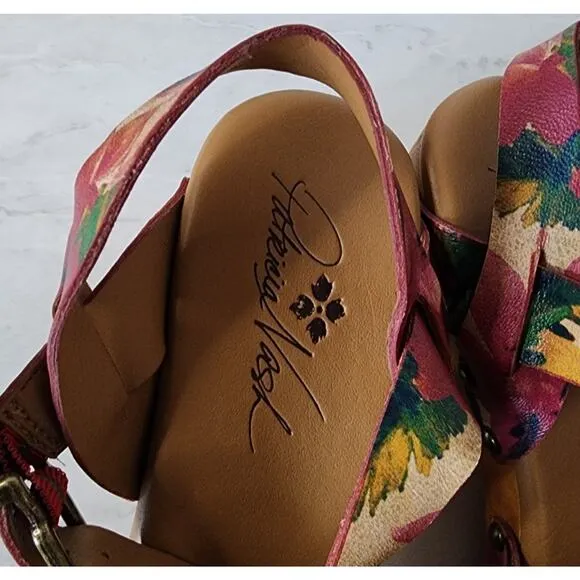 Patricia Nash Spring Summer Floral Platform Retro Clog Sandal Womens Size 8