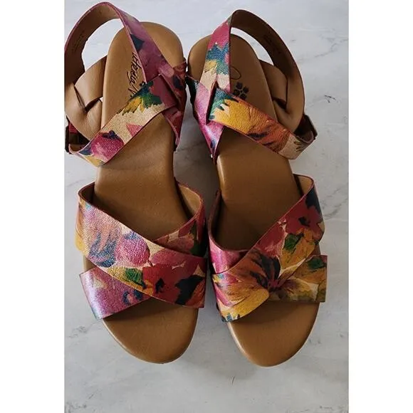 Patricia Nash Spring Summer Floral Platform Retro Clog Sandal Womens Size 8