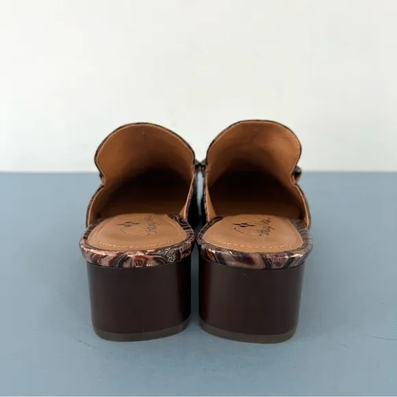 Patricia Nash Tilly Tobacco Fields Tooled Leather Floral Slip On Mule Loafers