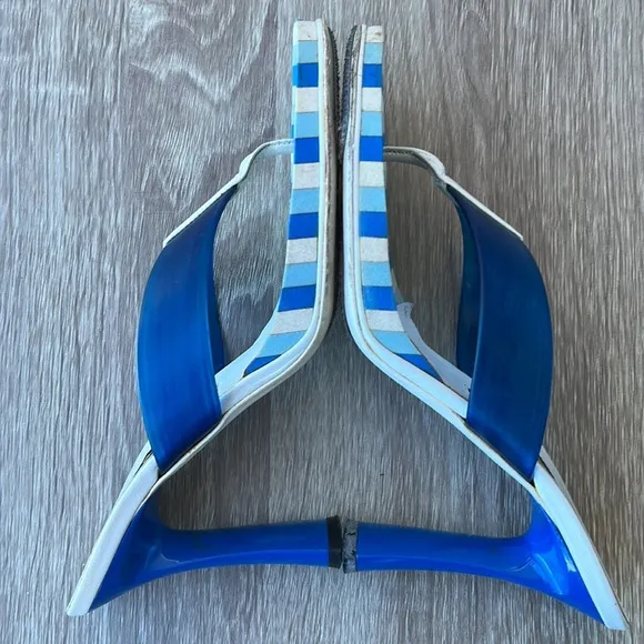 Patrick Cox Blue PVC With White Leather Sandals/Heels