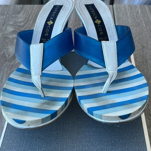 Patrick Cox Blue PVC With White Leather Sandals/Heels