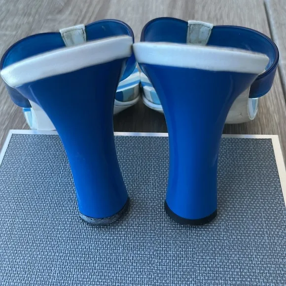 Patrick Cox Blue PVC With White Leather Sandals/Heels