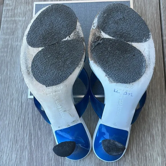 Patrick Cox Blue PVC With White Leather Sandals/Heels