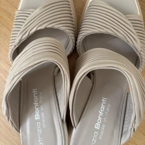 Patrizia Bonfanti Julia Wedge Sandal, Plisse Cream
