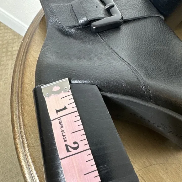 Paul Green Ankle Boots 8 Square Toe Block Heel Zip Leather Casual Black Nirvana