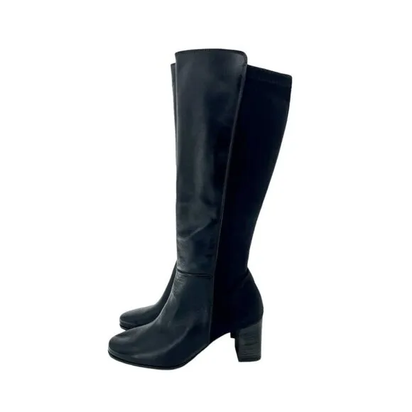 PAUL GREEN Belmont Leather Knee High Black Boots Stretch Sz 7.5 NEW $499