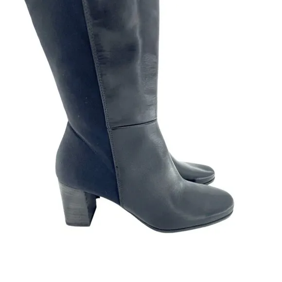 PAUL GREEN Belmont Leather Knee High Black Boots Stretch Sz 7.5 NEW $499