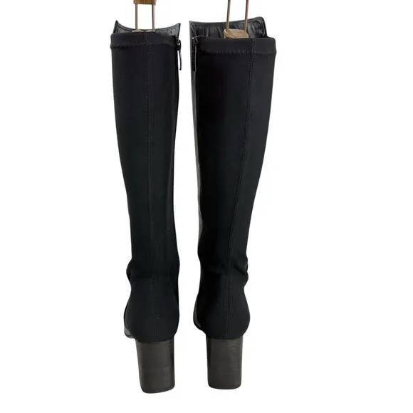 Paul Green Belmont Leather Knee High Tall Black Boots Stretch Size UK 6 US 8