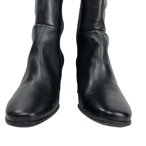 Paul Green Belmont Leather Knee High Tall Black Boots Stretch Size UK 6 US 8