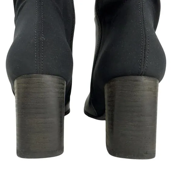 Paul Green Belmont Leather Knee High Tall Black Boots Stretch Size UK 6 US 8