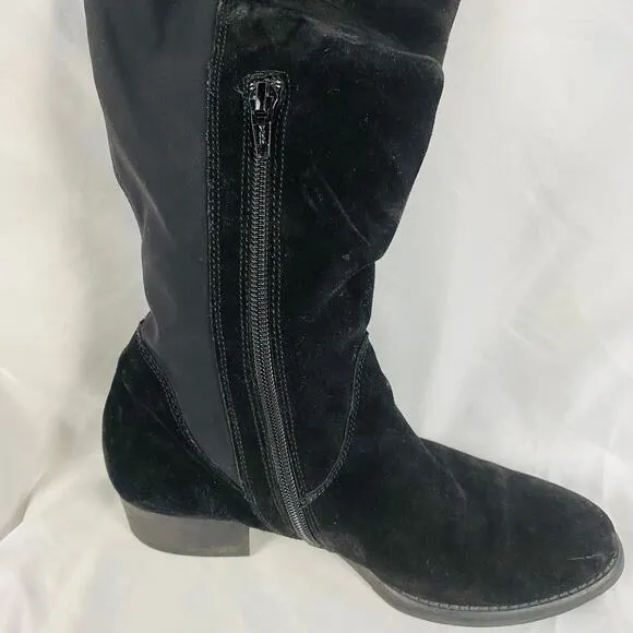 Paul Green Black Suede Over The Knee Black Boots Size US 5.5 Goth Capsule
